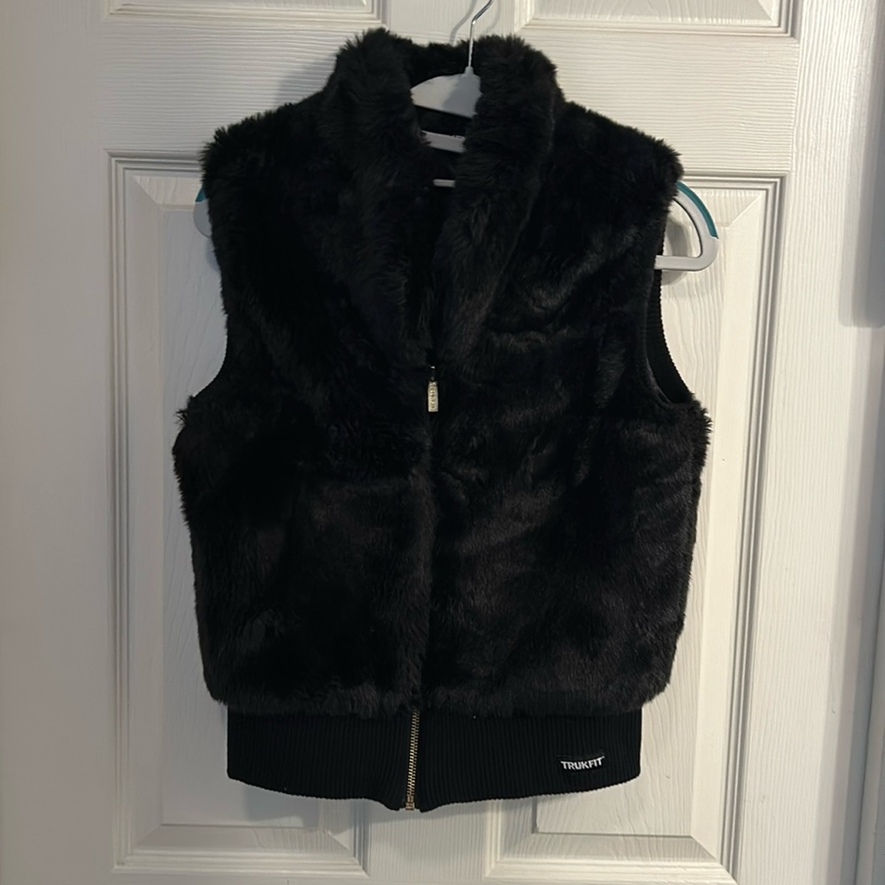 Trukfit Faux Fur‎ Black Vest Size 12/14